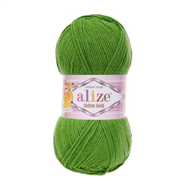 Пряжа Alize (Ализе) Cotton Gold / уп.5 мот. по 100 г, 330м, 126 зеленая трава A