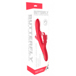 Красный вибратор-кролик 25см с функцией фингеринга Secwell Flicking Butterfly Rabbit Vibrator SW2029