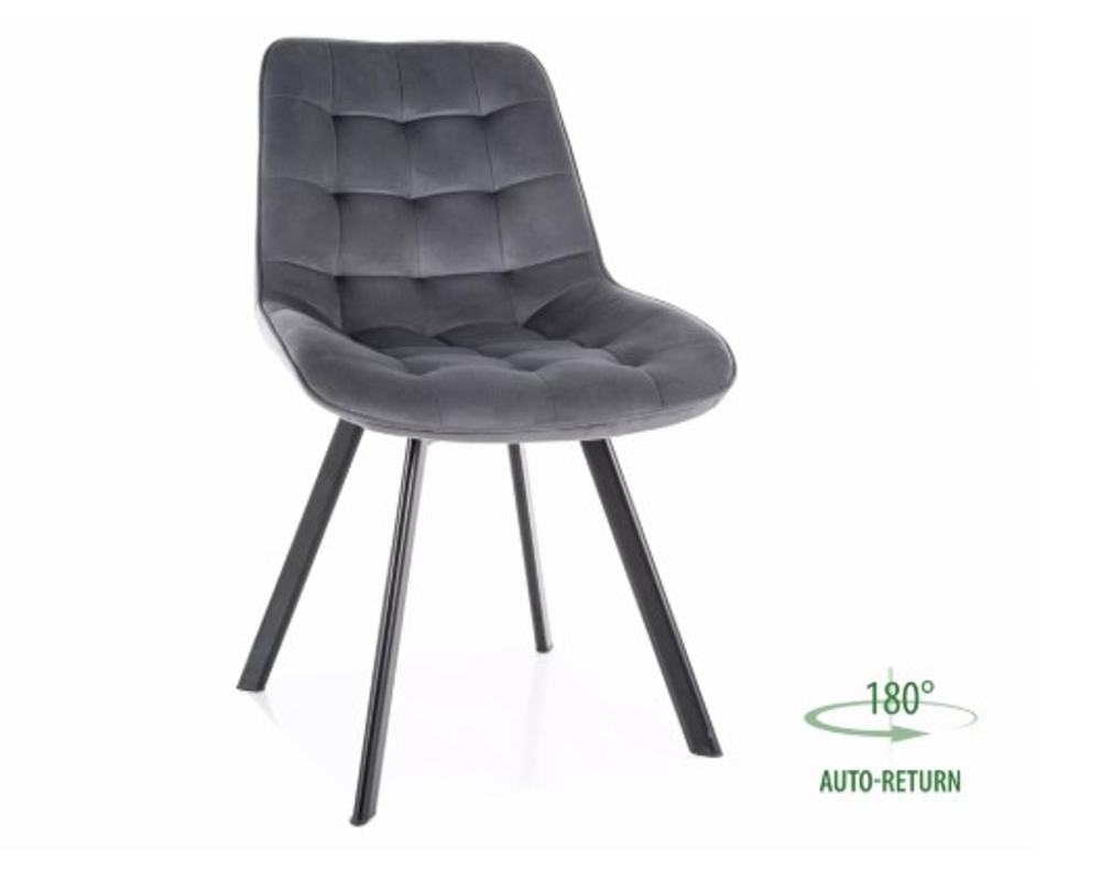 Стул SIGNAL MONTI Velvet Bluvel 14 серый/черный, поворотный