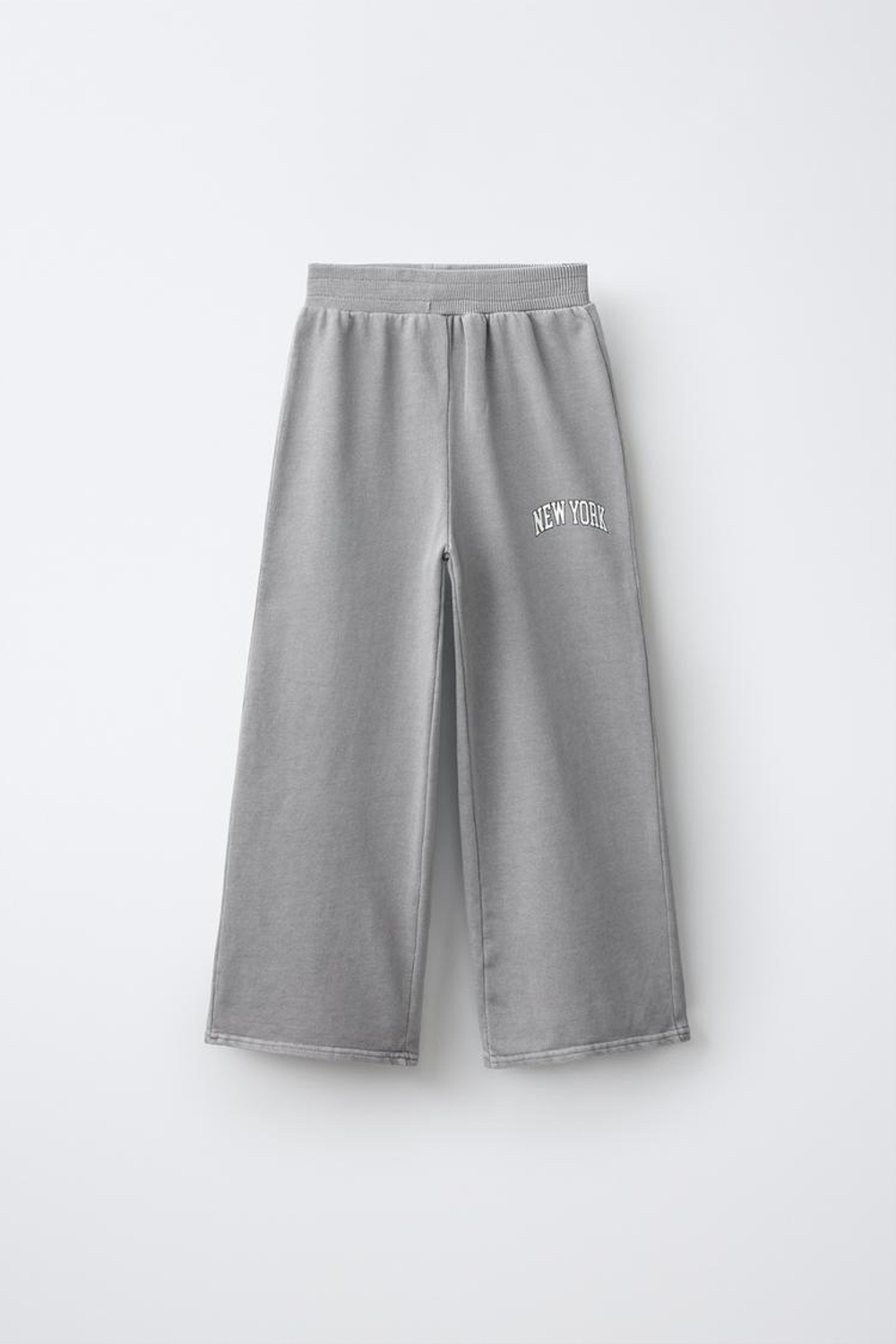 ZARA БРЮКИ WIDE LEG С ЭФФЕКТОМ ПОТЕРТОСТИ, СЕРЫЙ