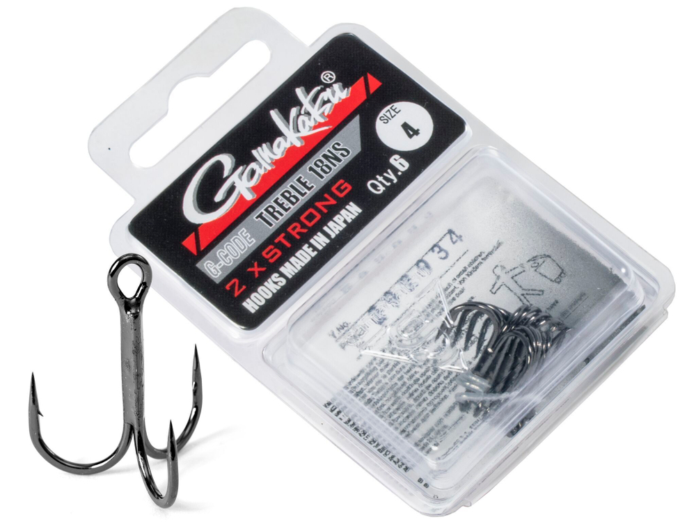 Крючки-тройники Gamakatsu TREBLE 18 BLACK разм. 04 6шт.