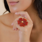 Кольцо Nature Bijoux, Son Jardin, разъемное, с цветком из рога, NB26.1-19-27000 (красный)