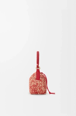 Loewe Мини-сумка Cala из телячьей кожи и рафии, красный