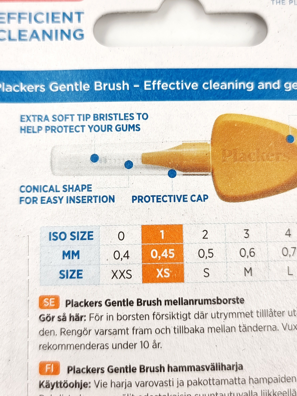 Межзубные ёршики Plackers Gentle Brush Size1 (XS), 0.45 мм, в упаковке 6 шт. (Бельгия)