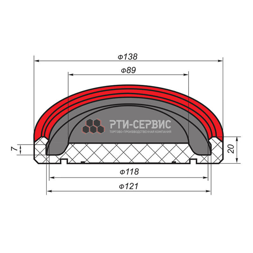 Резиновая накладка (РТИ-СЕРВИС 1035) для подкатного домкрата "WINNTEC"