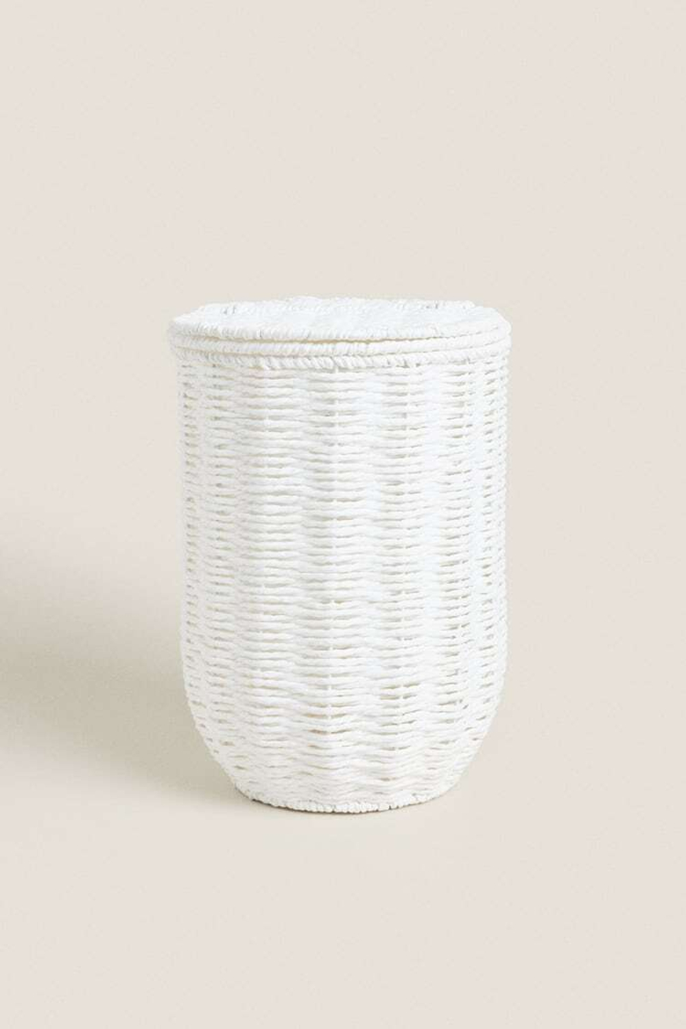 ZARA HOME КОРЗИНА ДЛЯ МУСОРА СО СЪЕМНОЙ КРЫШКОЙ, БЕЛЫЙ
