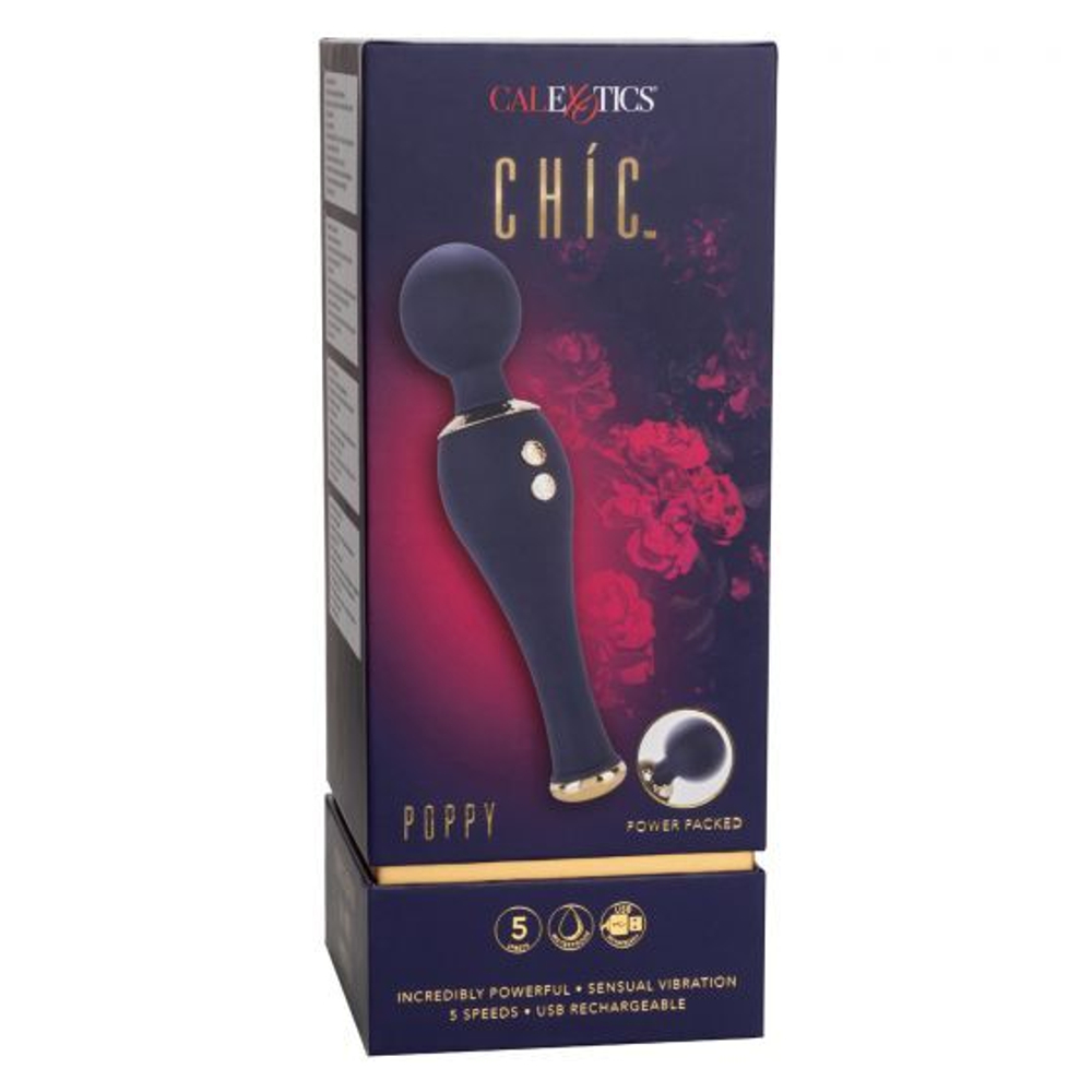 Синий клиторальный вибромассажер Chi­c Poppy - 20,25 см. (Цвет: синий)