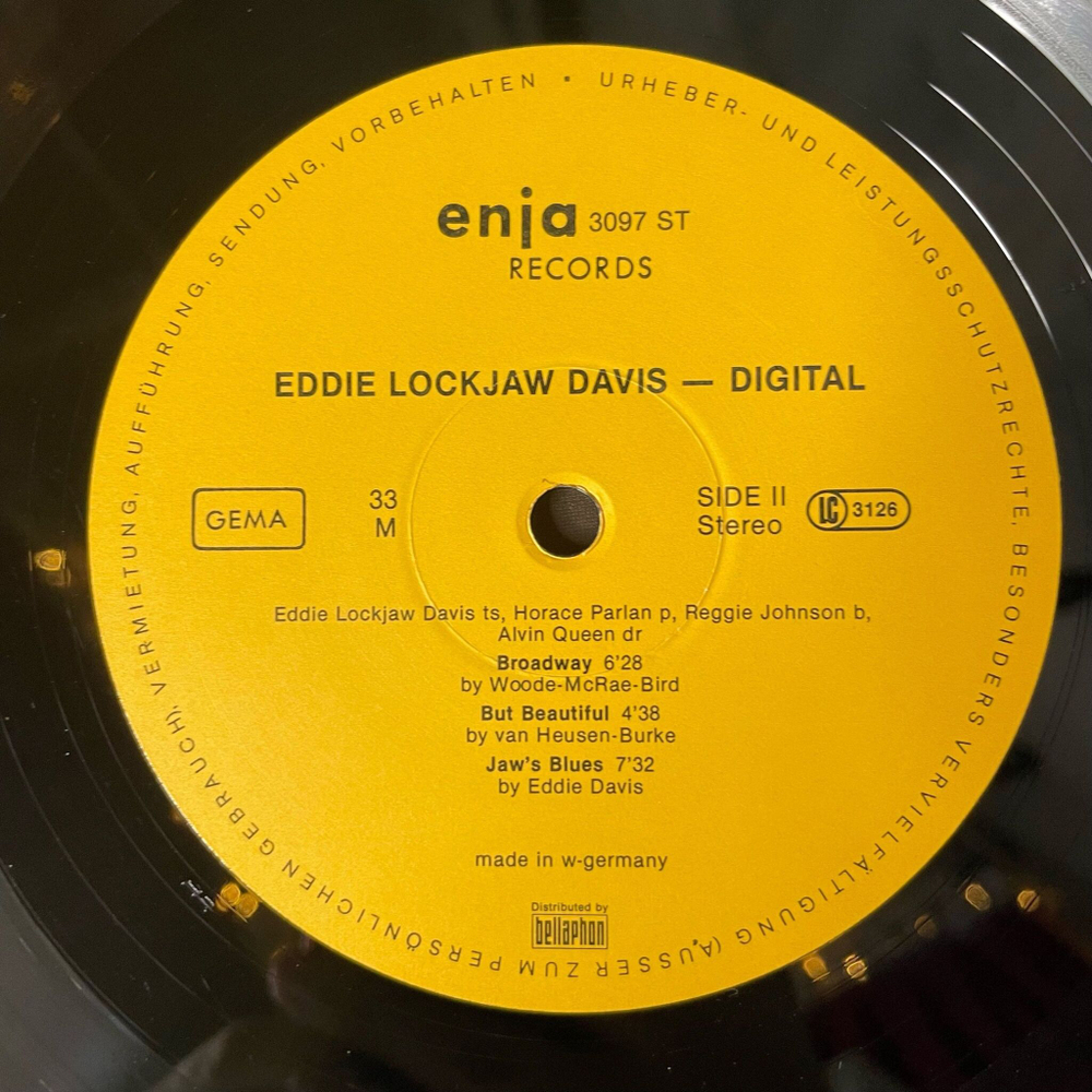 Винтажная виниловая пластинка LP Eddie Lockjaw Davis Jaw's Blues (Germany 1981)