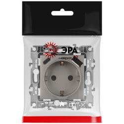 Розетка ЭРА Серия 12 12-4108-16 2P+E 16A-250В со шторками с USB type-A+C 5В-3А титан | Эра 12