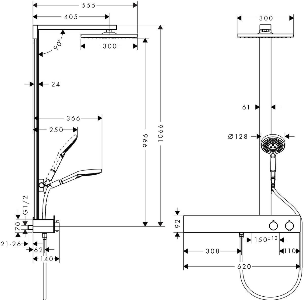 Raindance E 300 1jet Showerpipe 600 ST 27363000