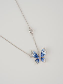 Колье Голубая бабочка с кристаллами Swarovski
