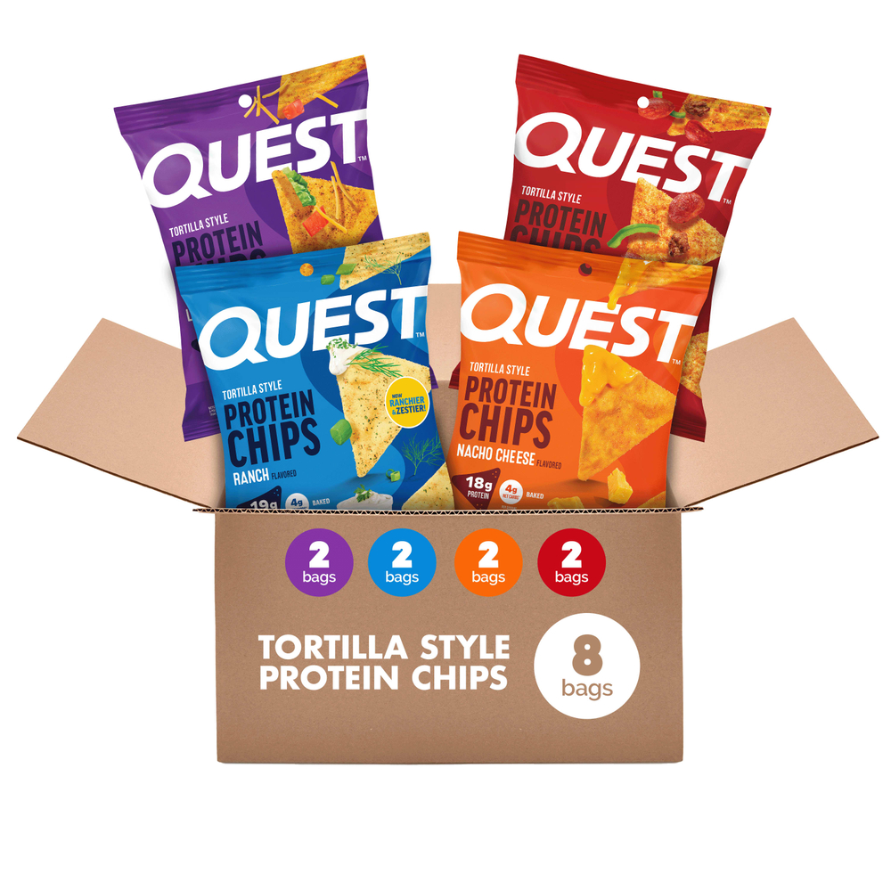 Quest Nutrition, протеиновые чипсы из тортильи, ассорти, 8 шт. по 32 г (1,1 унции)