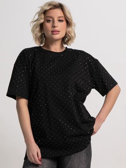 Футболка Ия (черная/стразы) Б15236-4М LT Collection