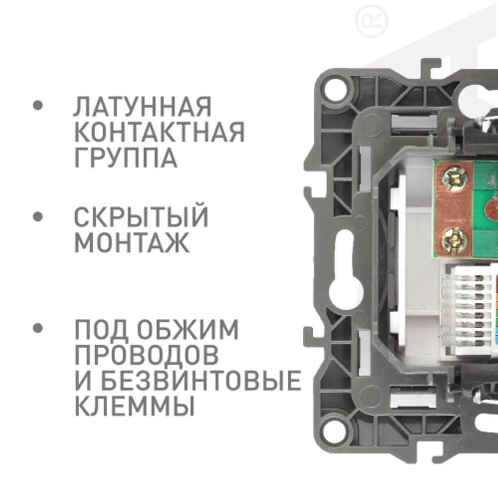 Розетка ЭРА Серия 12 12-3110-16 комбинированная RJ45+TV, титан | Эра 12