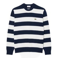 Мужский теннисный свитер Lacoste Striped Cotton Crew Neck Sailor - navy blue/white
