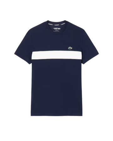 Теннисная футболка Lacoste Ultra Dry Printed - navy blue/white