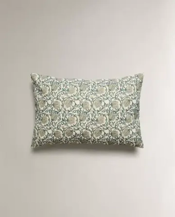 ZARA HOME НАВОЛОЧКА ДЛЯ ДЕКОРАТИВНОЙ ПОДУШКИ С ЦВЕТОЧНЫМ УЗОРОМ, ЗЕЛЕНЫЙ
