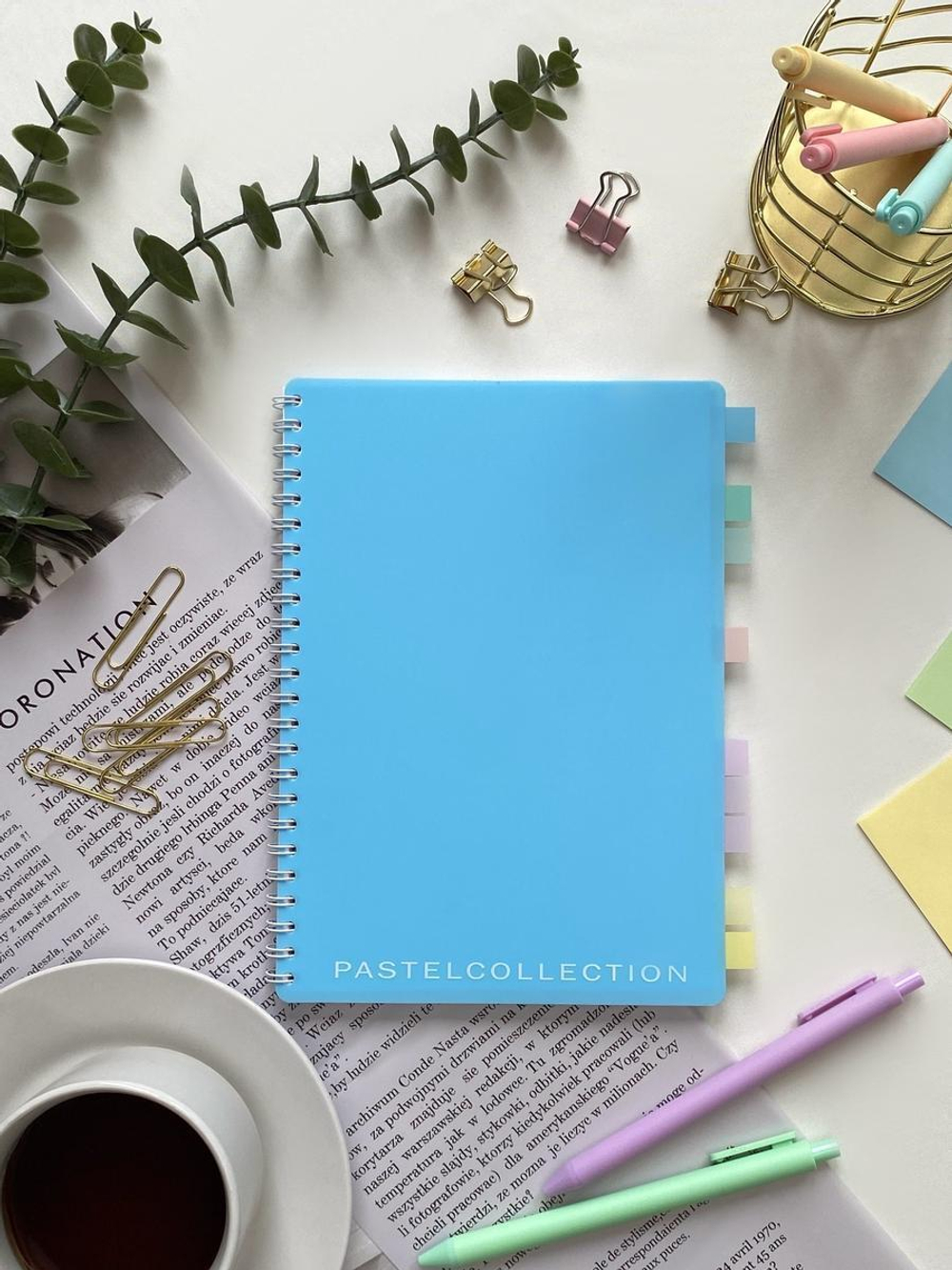 Тетрадь А5 80 л.клетка "Pastel Collection Blue" с пласт.обложкой, на гребне (ПОЛИНОМ)