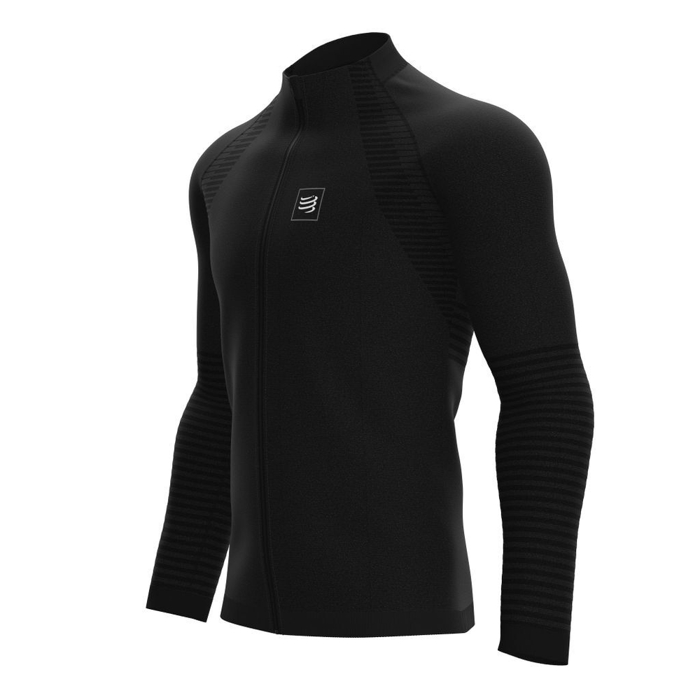Мужская теннисная кофта Compressport Seamless Zip Sweatshirt - black