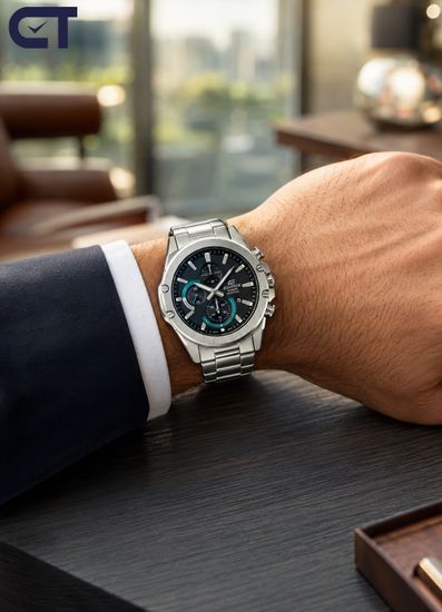 CASIO EFR-S567D-1AVUDF EDIFICE мужские наручные часы — тонкий стальной хронограф с сапфировым стеклом