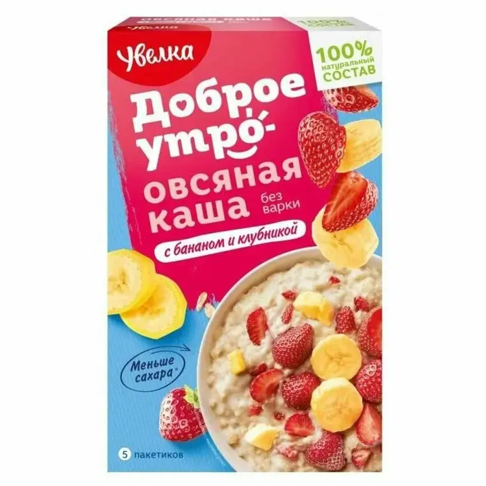 Каша Увелка овсяная с бананом и клубникой  40г