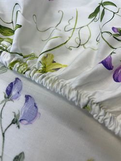 Простынь на резинке "Горошек" 120х200 см Сказка сатин