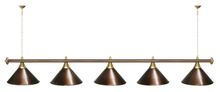 Лампа STARTBILLIARDS 5 пл. (плафоны зеленые,штанга золотая,фурнитура золото)