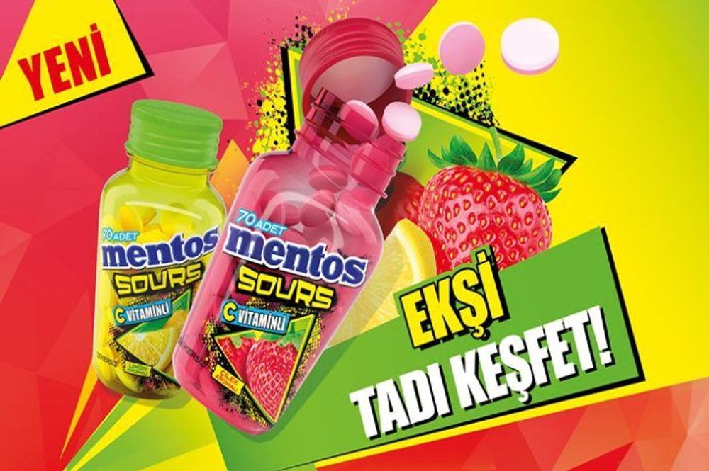 MENTOS Кислыы лимон и клубника набор освежающих пастилок с витамином С (2 шт. по 49 г) 98 г (Турция)