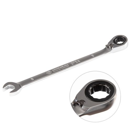 KING TONY (373A08M) Ключ трещоточный комбинированный с реверсом 8 мм