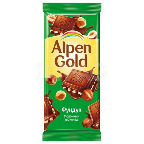 Шоколад молочный Alpen Gold с дробленым фундуком (85 г)