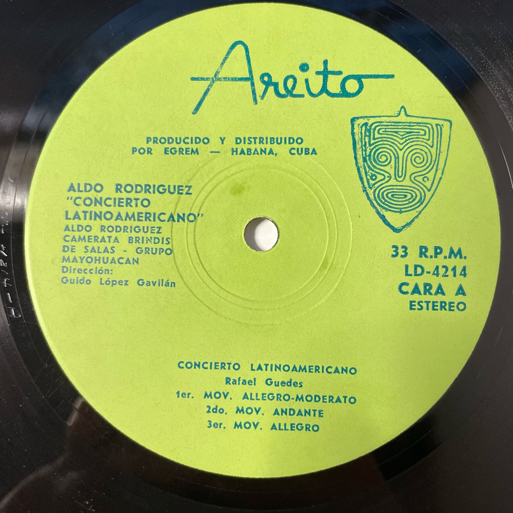 Винтажная виниловая пластинка LP Aldo Rodr guez, Guitarra Concierto Latinoamericano (Куба) Кубинская Гитара