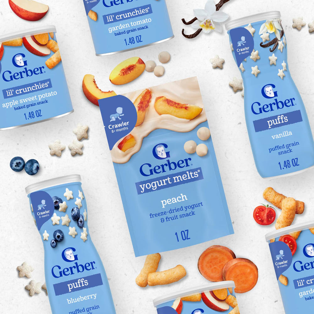 Gerber, Puffs, снек из воздушных злаков, от 8 месяцев, ваниль, 42 г (1,48 унции)