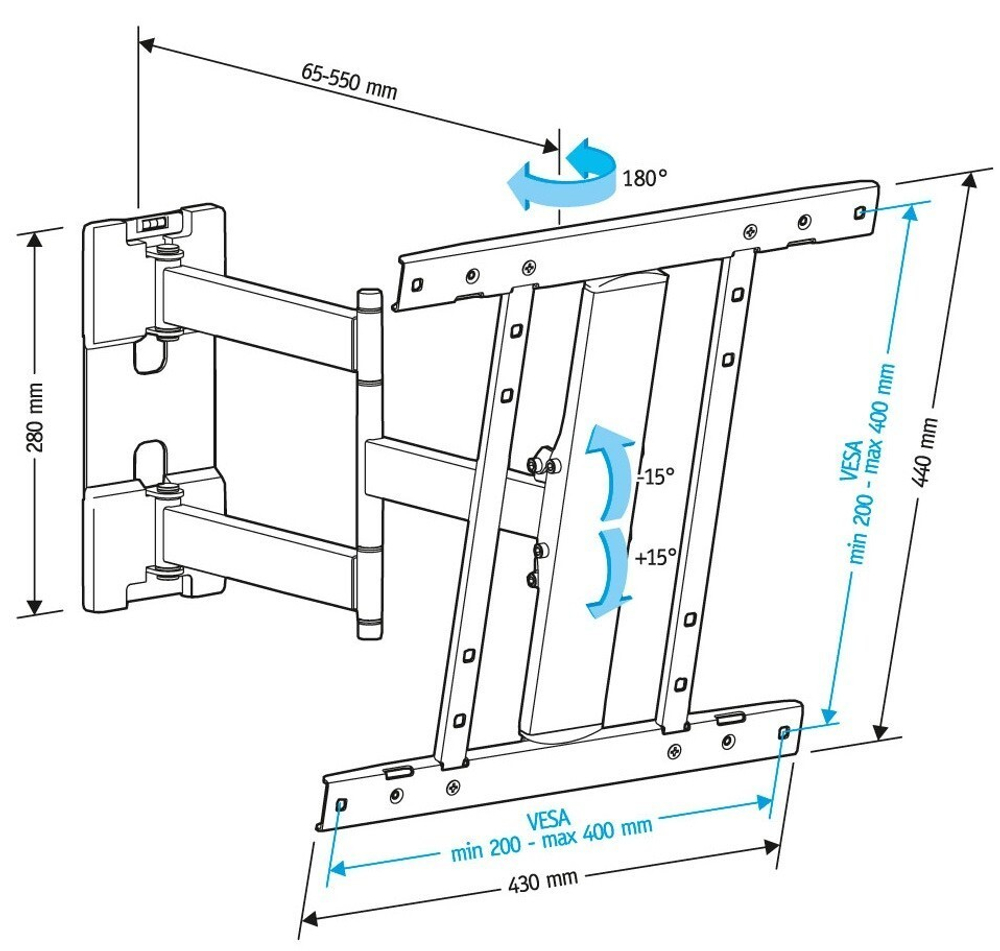 Кронштейн для телевизора Holder LCD-SU4601-B черный 26;-50; макс.35кг настенный поворот
