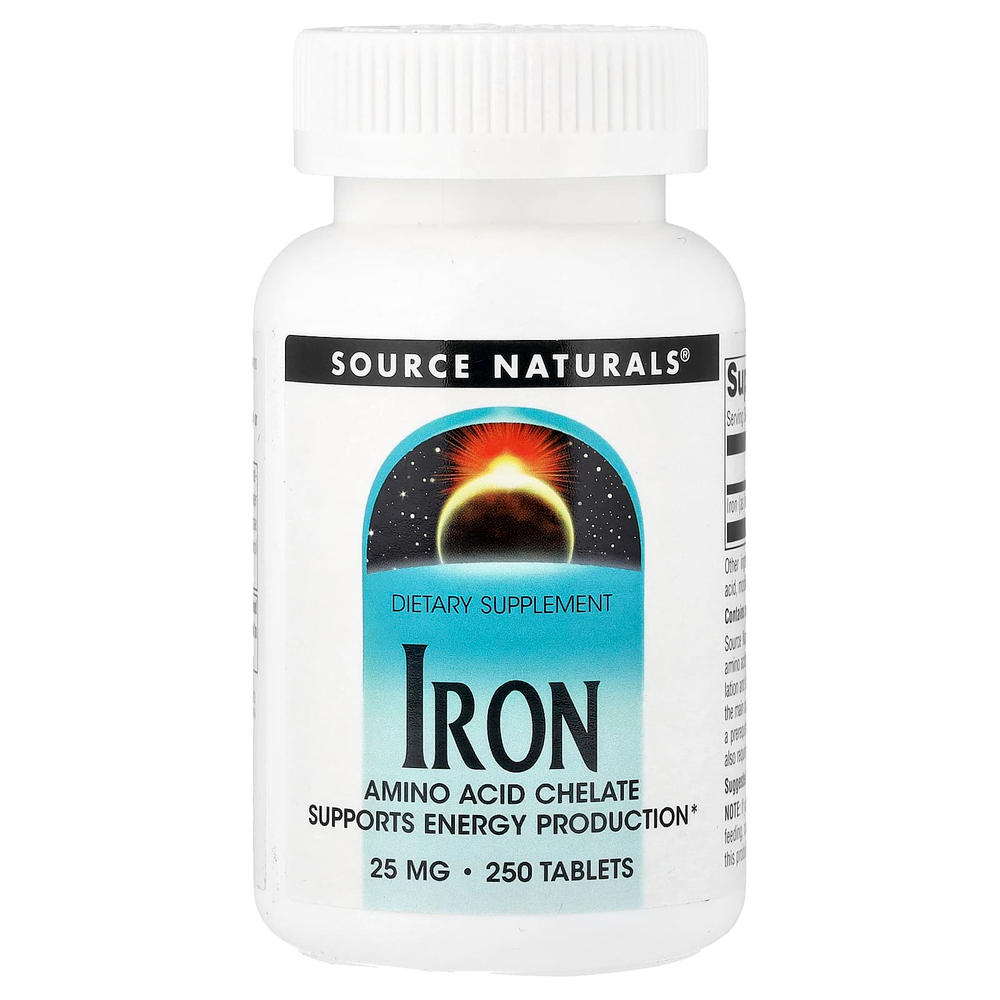 Source Naturals, Железо, 25 мг, 250 таблеток