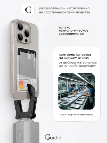 Чехол накладка iPhone 13 Pro 6.1" Gurdini силикон с отделением для карты прозрачный