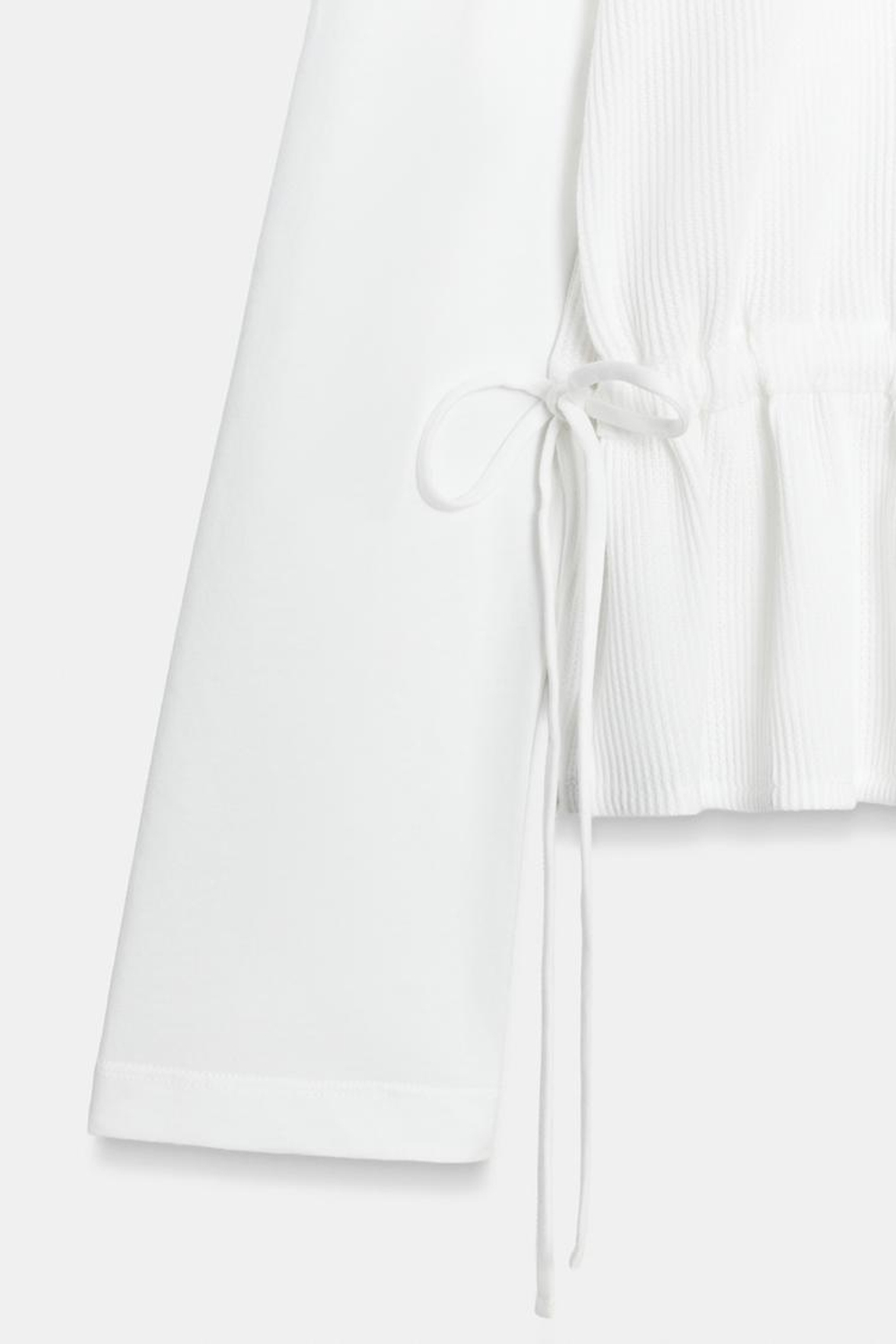 ZARA КОМБИНИРОВАННАЯ ФУТБОЛКА С КОРОТКИМИ РУКАВАМИ, БЕЛЫЙ