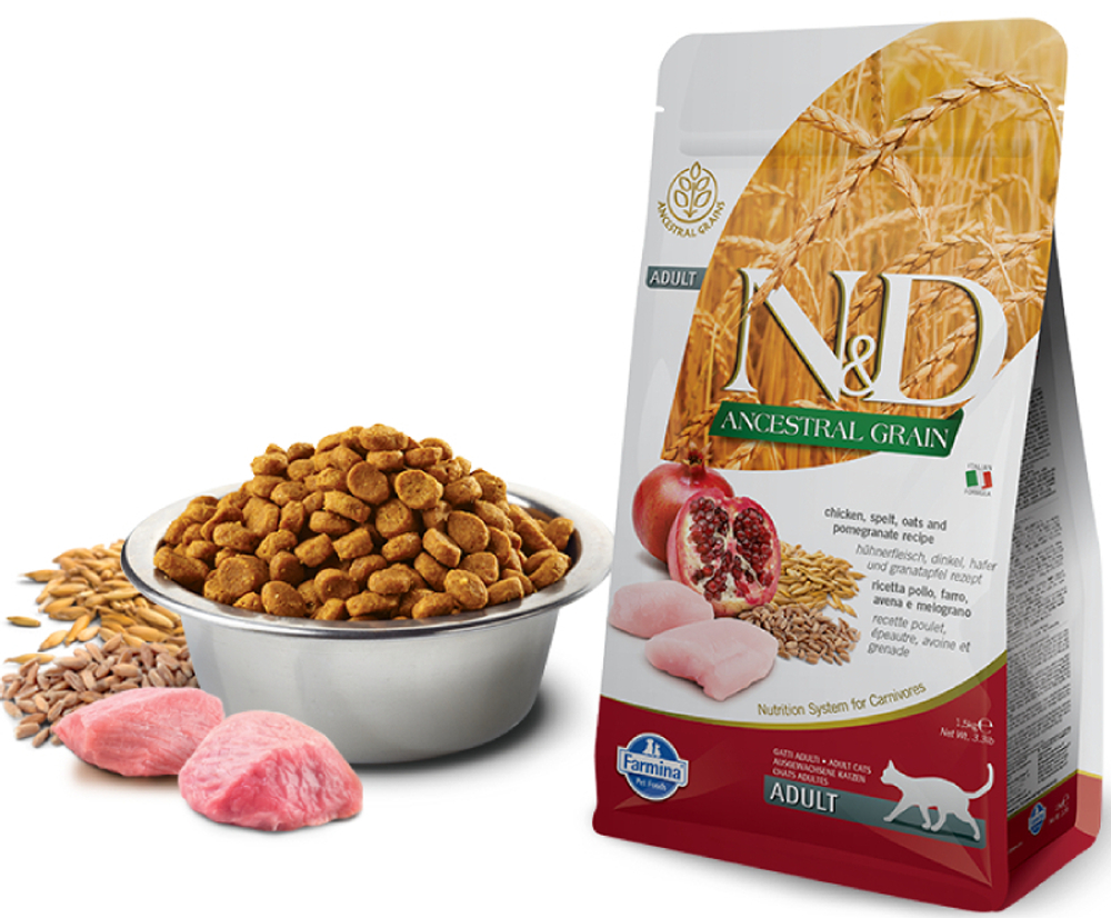 Сухой Корм FARMINA N&D Ancestral Grain Adult для взрослых кошек с курицей и гранатом - 10 кг