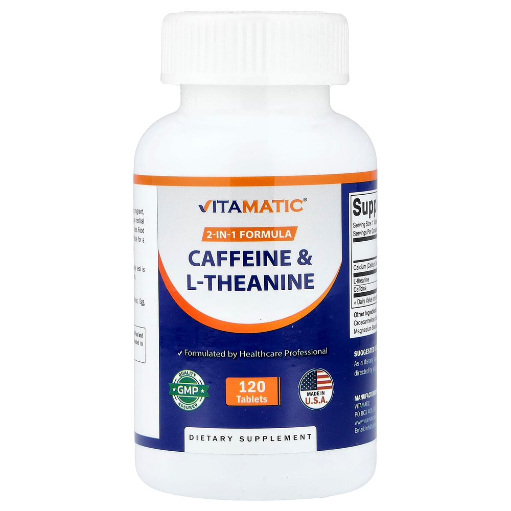 Vitamatic, кофеин и L-теанин, 120 таблеток