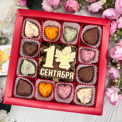 Шоколадный набор "1 сентября": шоколадка и 12 конфет ручной работы