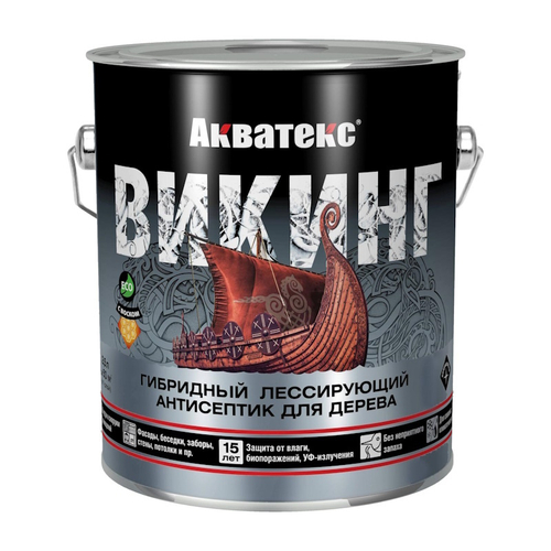 Пропитка по дереву Антисептик АКВАТЕКС Викинг  калужница  2,5л  новая тара (пласт.ведро) (Рогнеда)