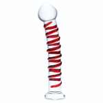 Прозрачный стимулятор с красной спиралью 10 Mr. Swirly Dildo - 25,4 см. (Цвет: прозрачный)