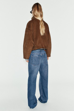 ZARA КОРОТКАЯ КУРТКА ИЗ ИСКУССТВЕННОЙ ЗАМШИ, КОРИЧНЕВЫЙ