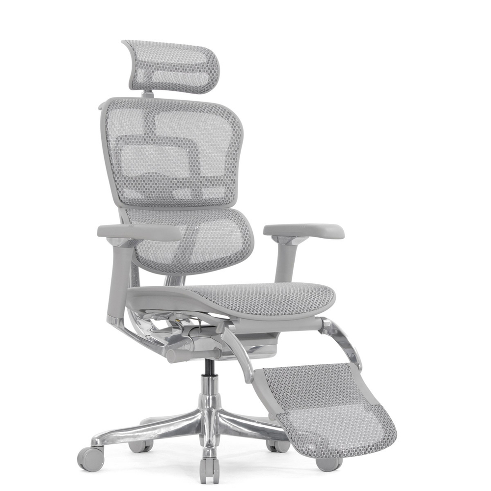 Кресло FALTO Ergohuman Luxury 2 с подножкой ( серый каркас /сетка светлаяT-168-B2 Natural)