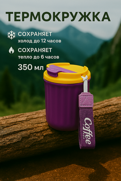 Термокружка 350мл «Coffee», цвет фиолетовый