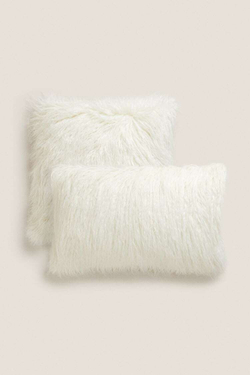 ZARA HOME ЧЕХОЛ НА ПОДУШКУ ИЗ ИСКУССТВЕННОГО МЕХА, ЭКРЮ