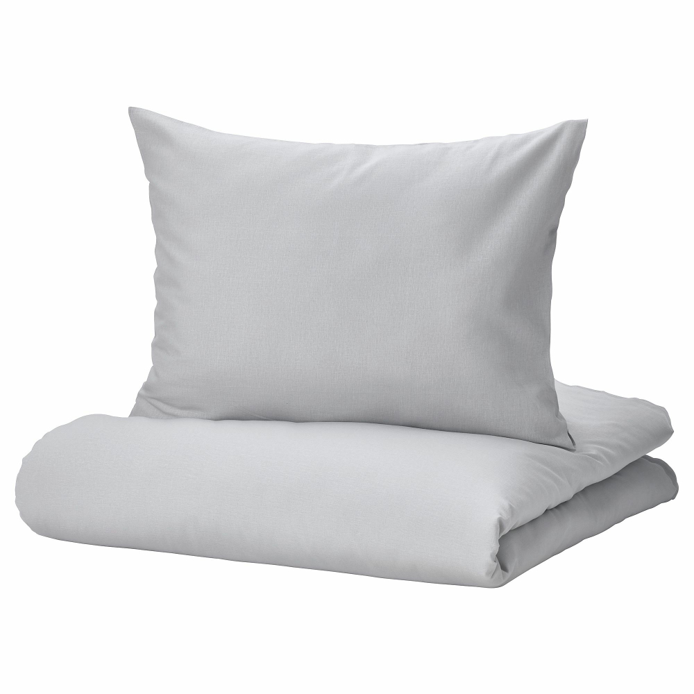 Комплект постельного белья IKEA NATTSVARMARE (НАТТСВАРМАРЕ), Двуспальный, Серый, 240x220, 50x80 см
