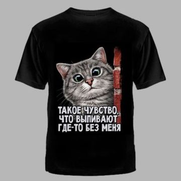 ФУТБОЛКА № 1170 ВЫПИВАЮТ ГДЕ-ТО БЕЗ МЕНЯ