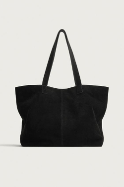 ZARA КОЖАНАЯ СУМКА-ШОПЕР, ЧЕРНЫЙ