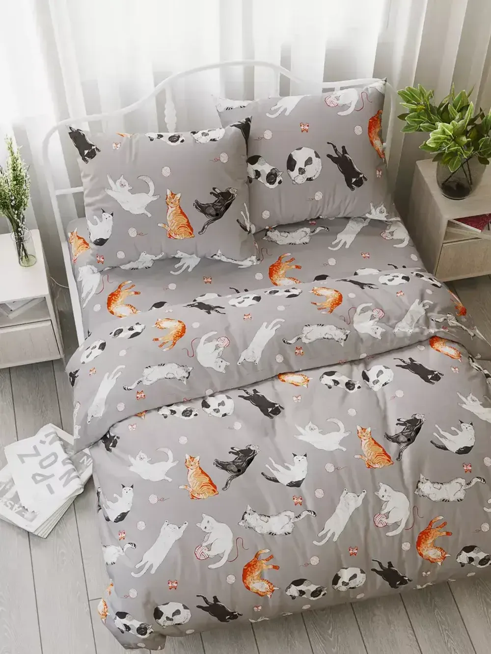 Наволочка комплект 2шт перкаль Сказка "Kitties" 45х45 см на молнии
