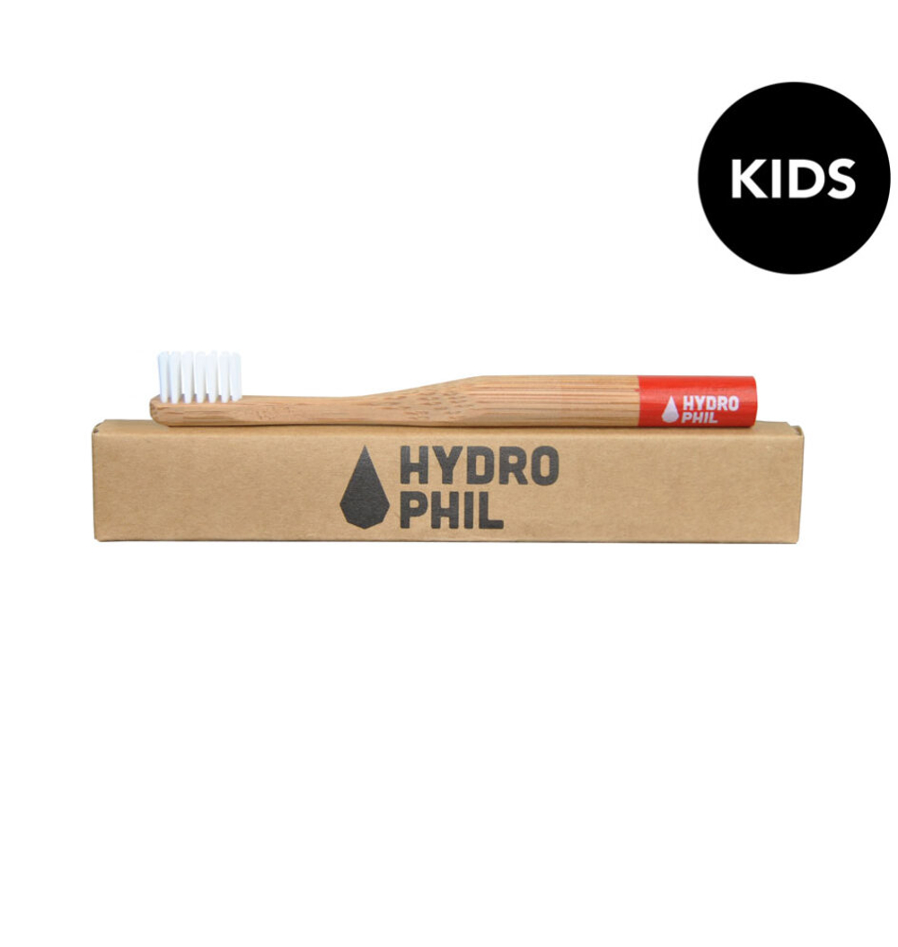 Детская бамбуковая зубная щетка, красная HYDROPHIL